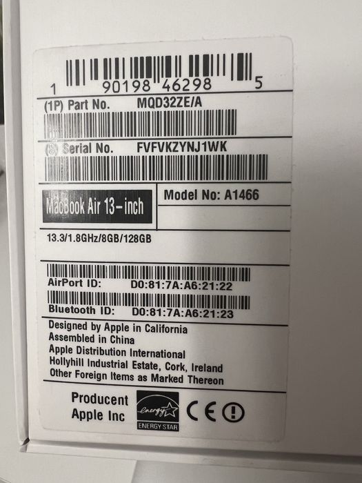 Macbook Air, 13 cali - tylko 187 cykli baterii