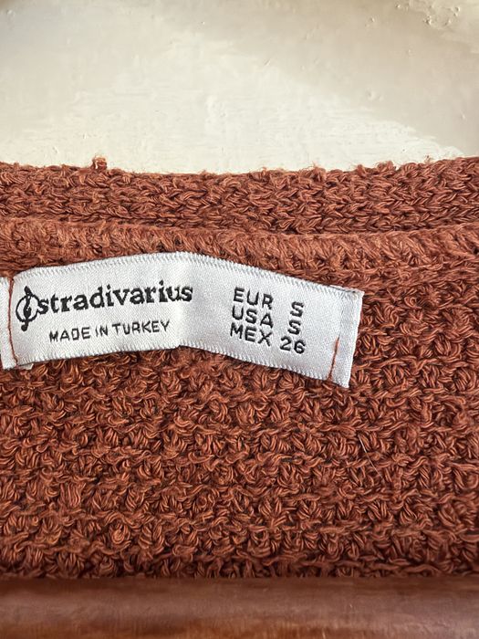 Sweterek kardigan stradivarius S ceglasty guziki