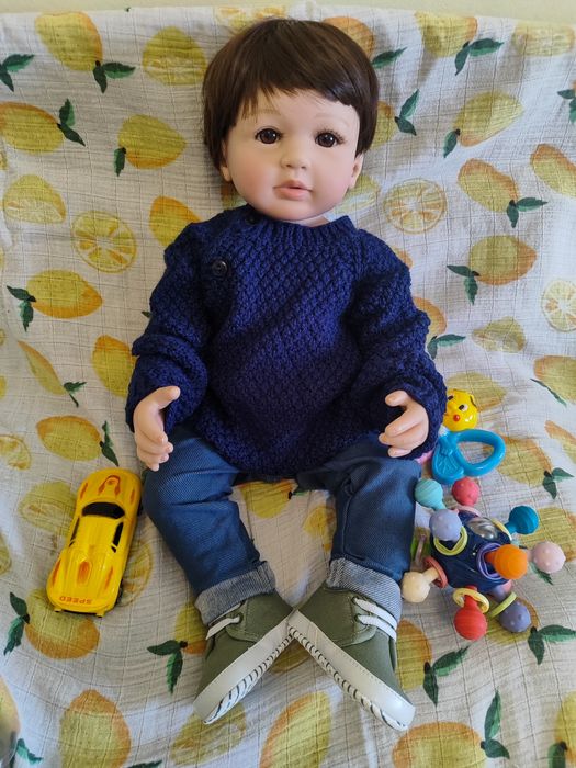 Лялька кукла пупс реборн  55 см хлопчик можна купати