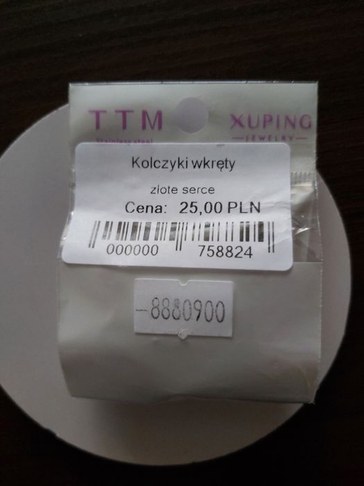 Kolczyki wkrętki 316L, nowe
