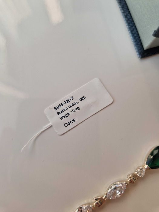 Bransoletka srebrna ze szmaragdowymi i białymi cyrkoniami MARKO