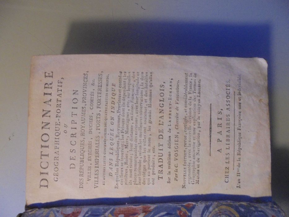 Vosgien (L´Abbé);Dictionaire Geographique Portatif ou Descriptio