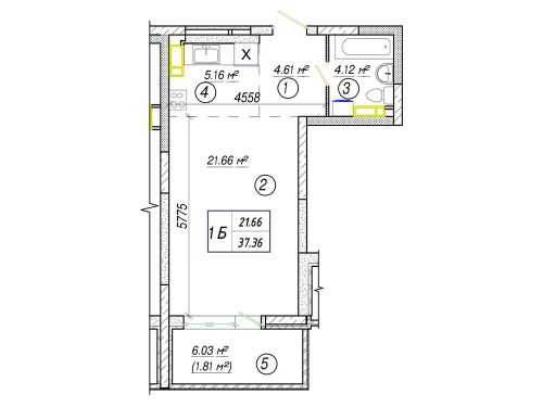 1-кімнатна квартира за адресою (площа 37,4 м²) - Atlanta.ua - фото 4