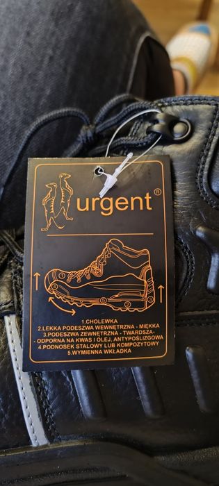 Buty ochronne czarne 43 urgent z noskiem