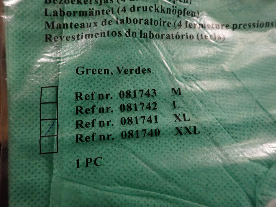 Fartuch laboratoryjny XL polipropylen zielony, 4 zatrzaski