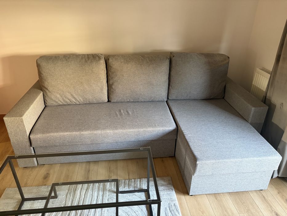 Narożnik kanapa, Flat funkcja spania , NOWA szara