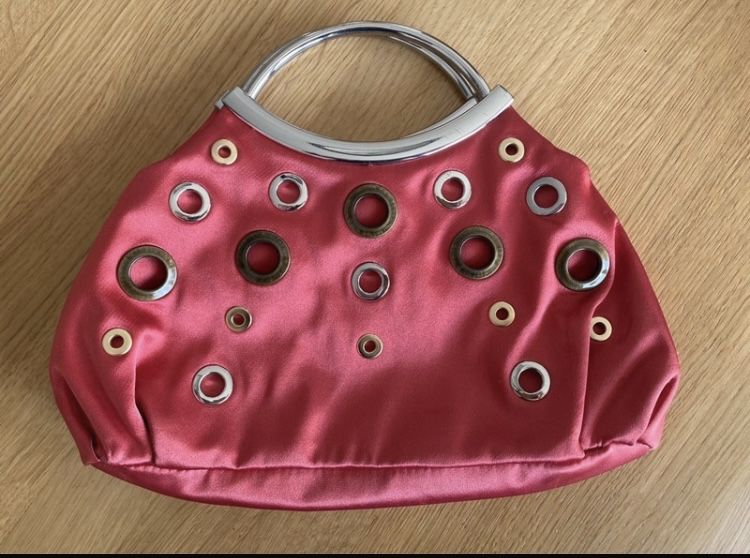 torebka Studio Pollini, kolor malinowy, satynowa