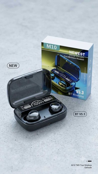 TWS True Wireless Earbuds Bluetooth M10 Waterproof Headset Black NEW