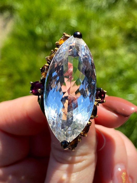 Srebrny pierścień z naturalnym Kryształem Górskim!!!