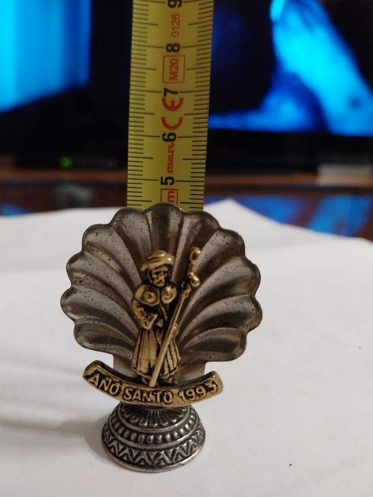 Crucifixo antigo em cobre e concha apóstolo Santiago