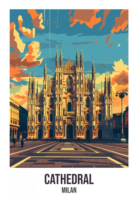 Plakat 68x98cm Cathedral, Milan