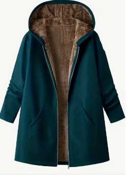 Casaco de inverno com capuz e bolsos de Mulher