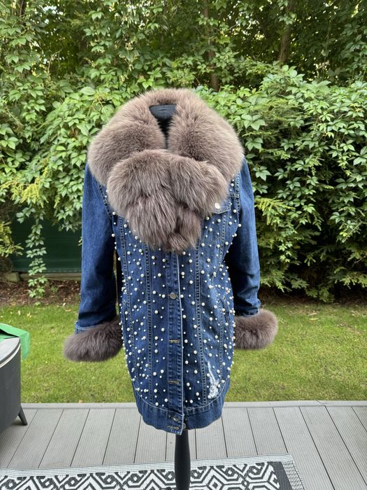 Kurtka dżinsowa ocieplana z futerkiem naturalnym