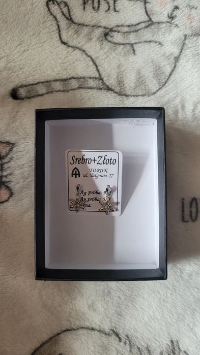Kolczyki złoto-srebro kwiatki z cyrkoniami