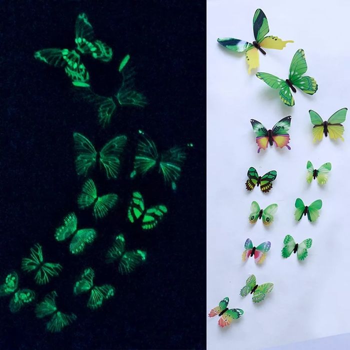 Conjunto de 12 borboletas fluorescentes