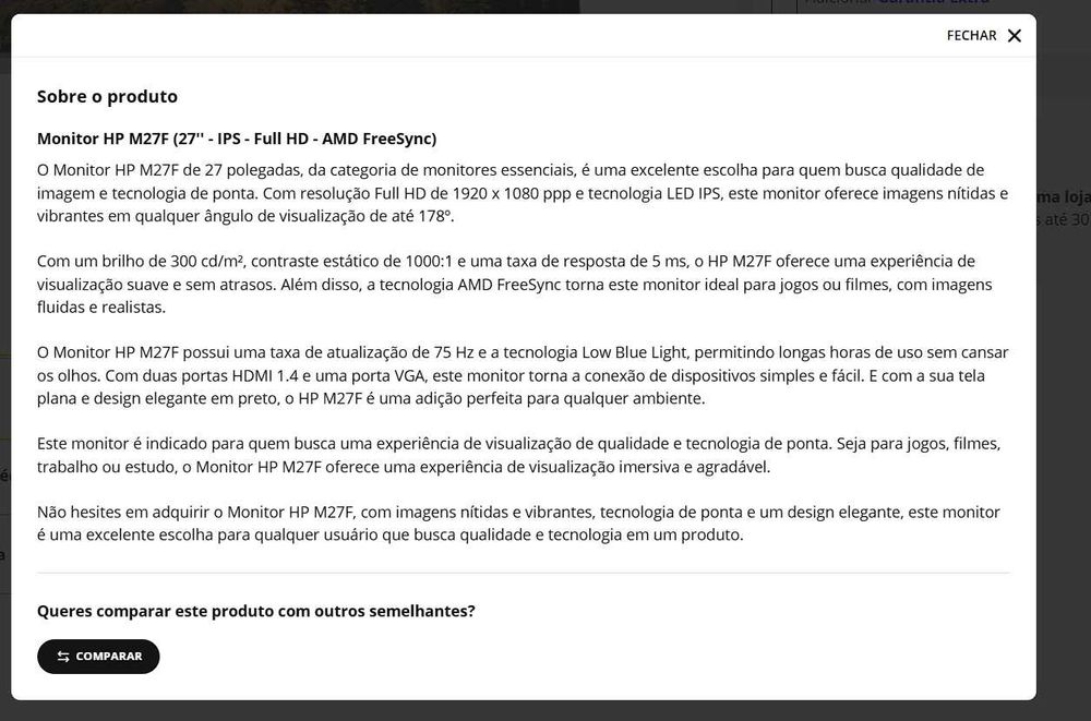 Monitor HP como novo