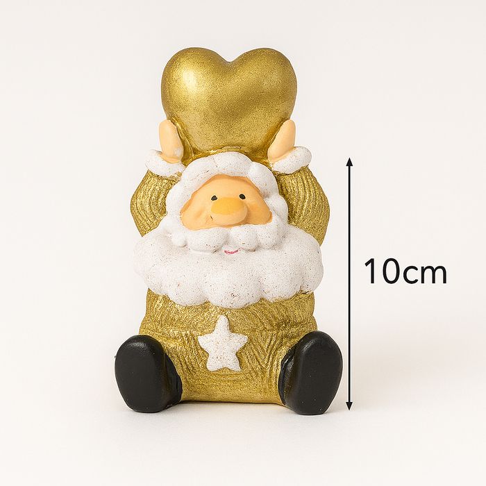 Pai Natal Decorativo Dourado – 10 cm