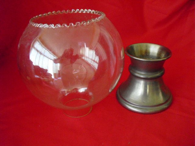 Castiçal em metal e vidro vintage