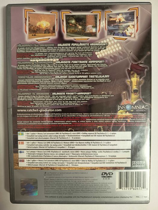 Ratchet Gladiator PS2 PlayStation 2 skandynawska okladka gra angielski