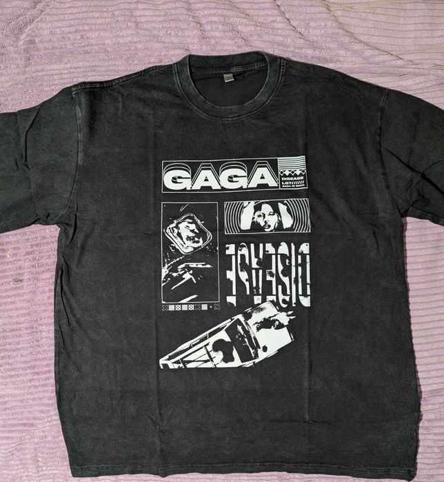 Футболка Lady Gaga Disease | Premium Heavy Cotton | Washed Black