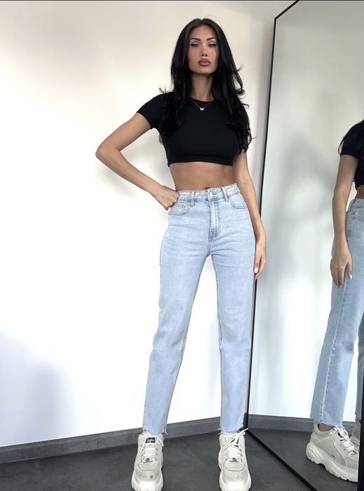 Jasne niebieskie spodnie mom fit redial long Varlesca chicaca XS-XL