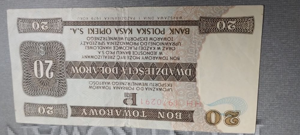 Bon towarowy Pekao 20 dolarów 1979 rok seria HH