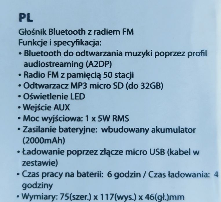 Głośnik bluetooth bezprzewodowy - blaupunkt
