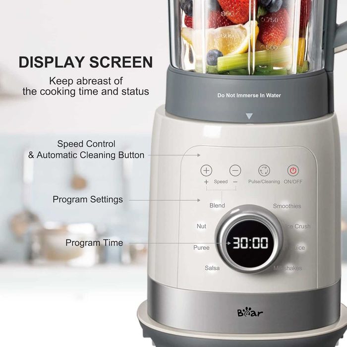 Wielofunkcyjny blender kuchenny Bear 1200W 1,5 L, wyświetlacz LED