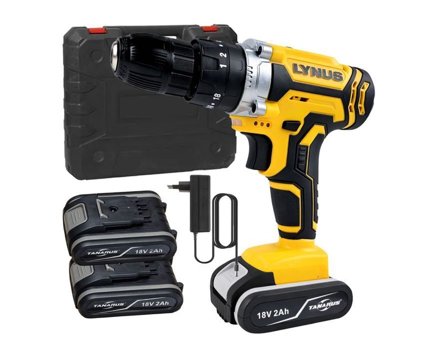 Wiertarka Wkrętarka Akumulatorowa 18V Zestaw Walizka 2x Aku LED 32 Nm