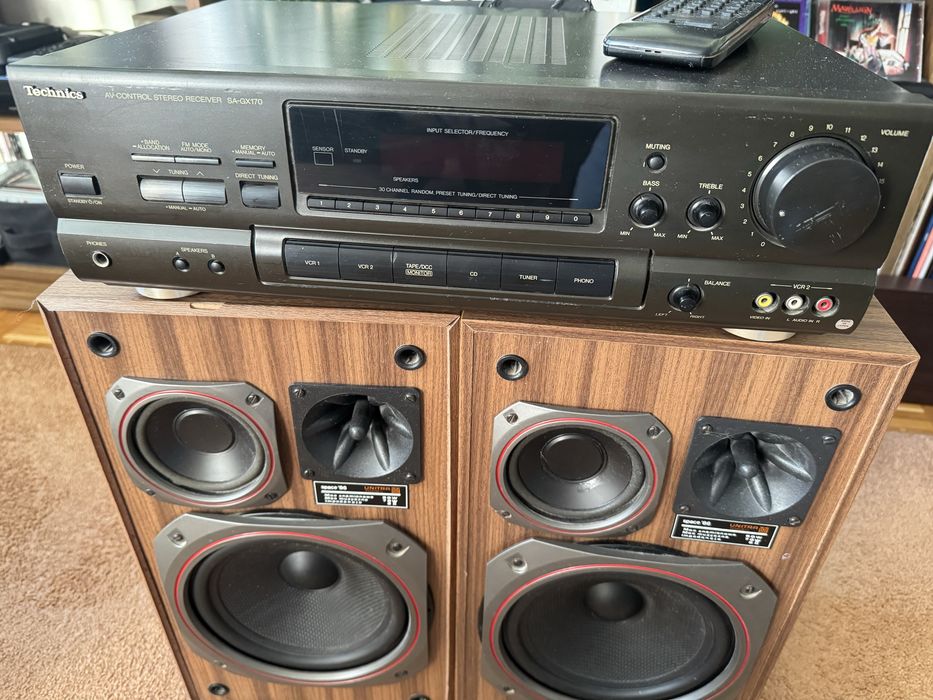 Zestaw stereo amplituner Technics + kolumny Unitra Space 86