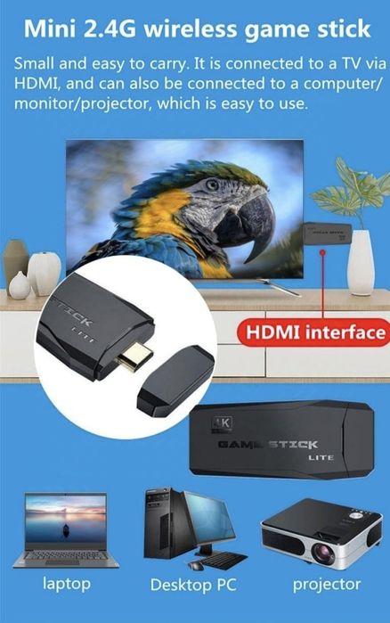 Consola Stick Retro 64GB 4K + 10000 Jogos