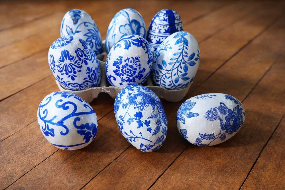 Conjunto de 6 ovos decorativos