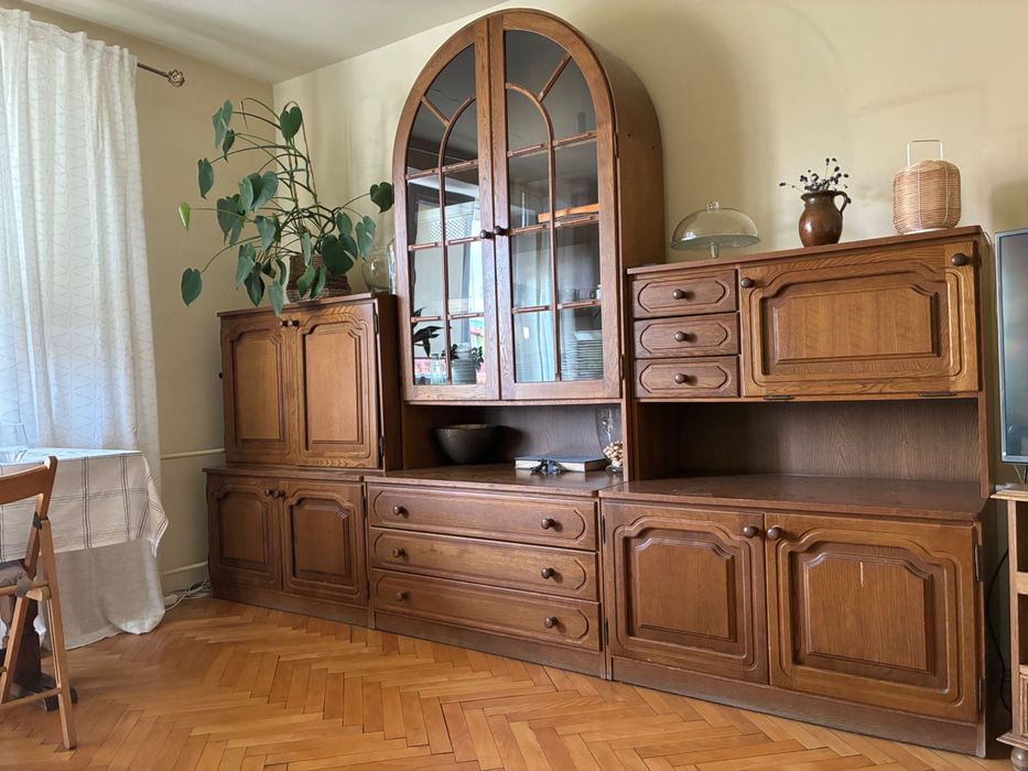 Wyjątkowa meblościanka vintage dębowa