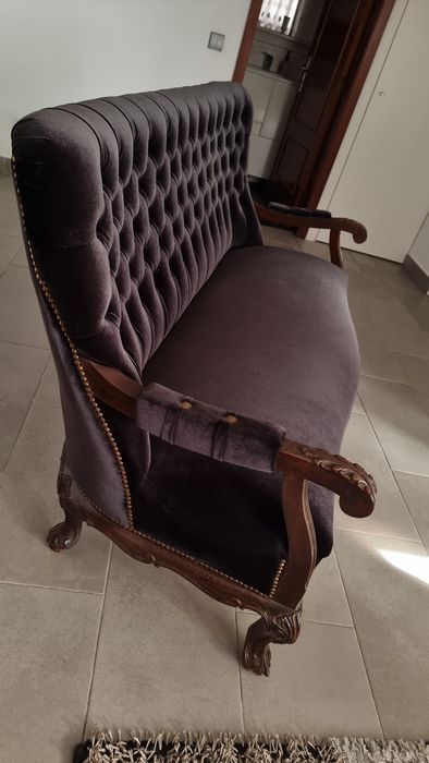 Sofás capitone preto veludo