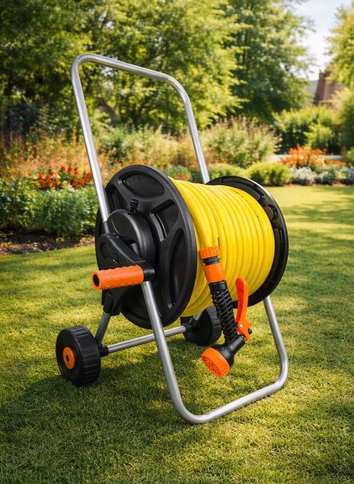 ZESTAW Wąż ogrodowy 50m do podlewania ogrodu zwijacz rośliny zraszacz