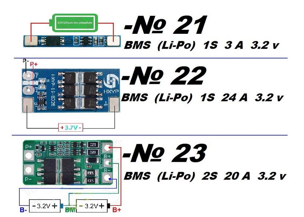Платы контроля заряда  bms (от 1s до 13s)
