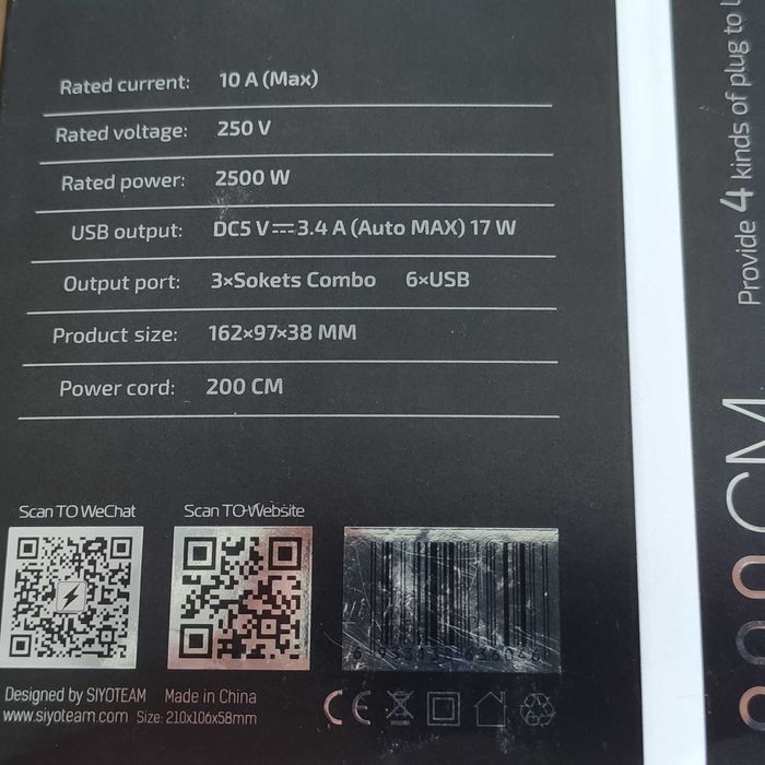 Carregador Tomada Universal 3 Entradas e 6 USB