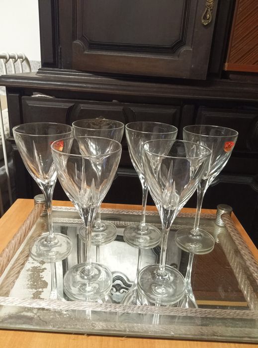 Copos de cristal de água seis copos medida 25.3cl marca rcr italiano