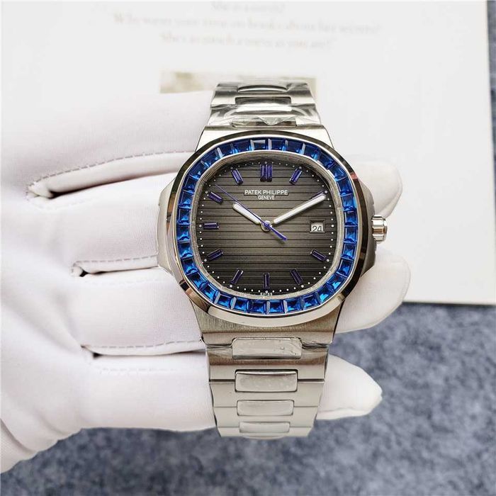 Годинник автоматичний Patek Philippe Nautilus diamonds silver