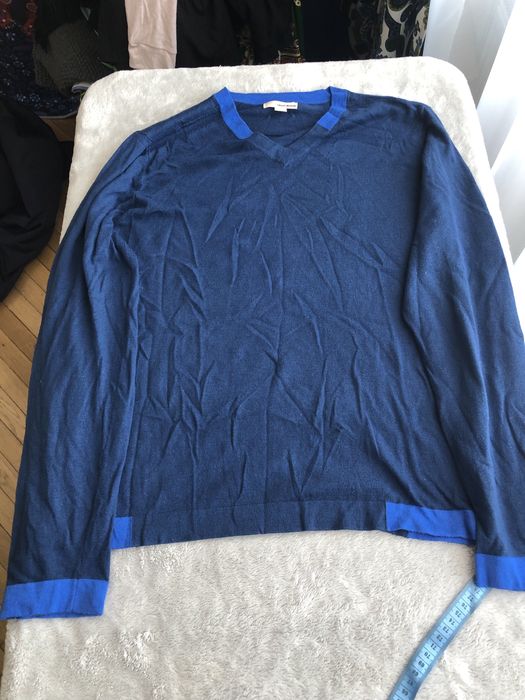 Sweter DKNY JEANS – Rozmiar L – Niebieski / V-neck