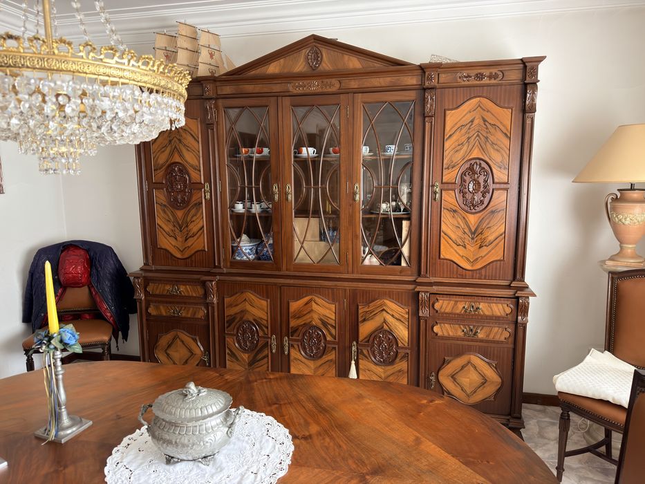 Conjunto de sala em mogno movel mais mesas e cadeiras