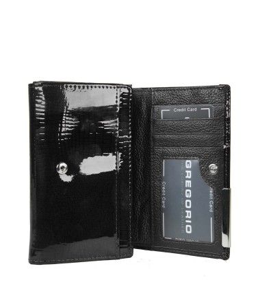 Portfel damski skórzany GREGORIO czarny wzór
