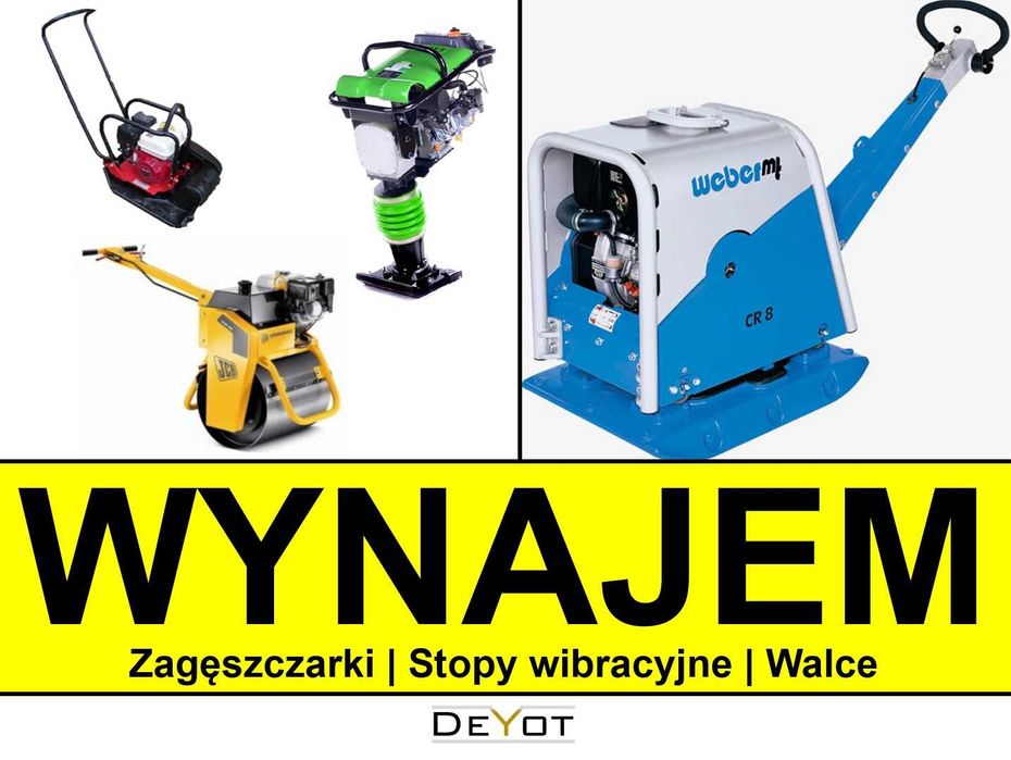 WYNAJEM Zagęszczarki z transportem WYPOŻYCZALNIA Ubijarka Zagęszczarka