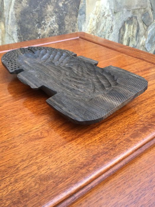 Máscara tribal Africana pau-preto Mocambique Cabinda Ébano Antiga 25cm