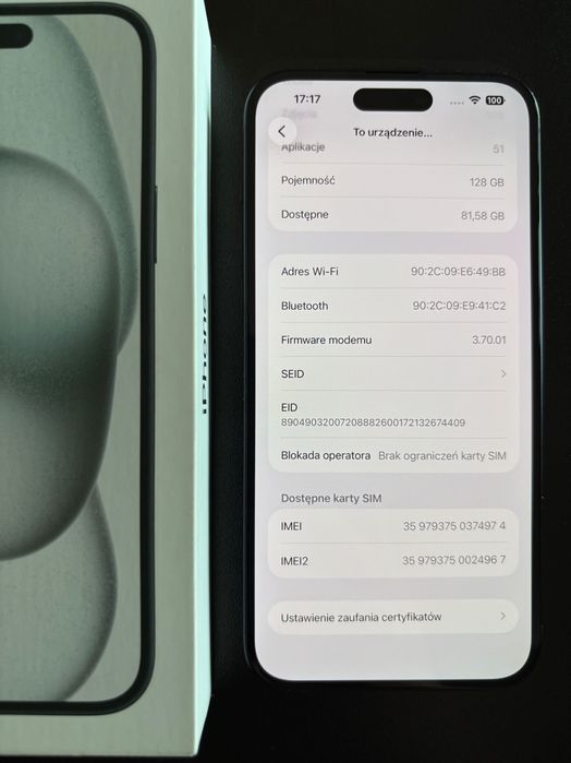 iPhone 15 Plus 128 GB Black — Stan bardzo dobry | Bateria 85% OKAZJA