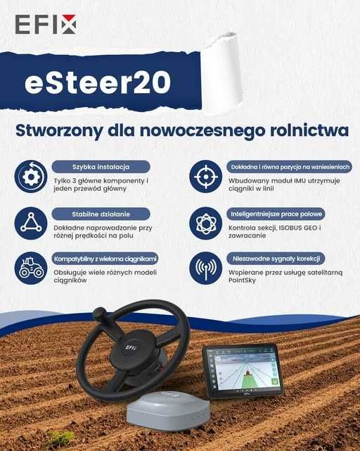 Nawigacja rolnicza EFIX eSTEER20 MAX ISOBUS Tc Sc Geo !!PROMOCJA!!