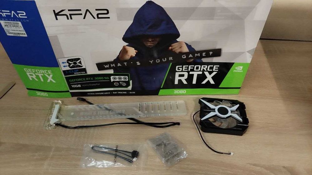 Коробка від KFA2 rtx 3080 та ргб тримач для відеокарти з кулером.