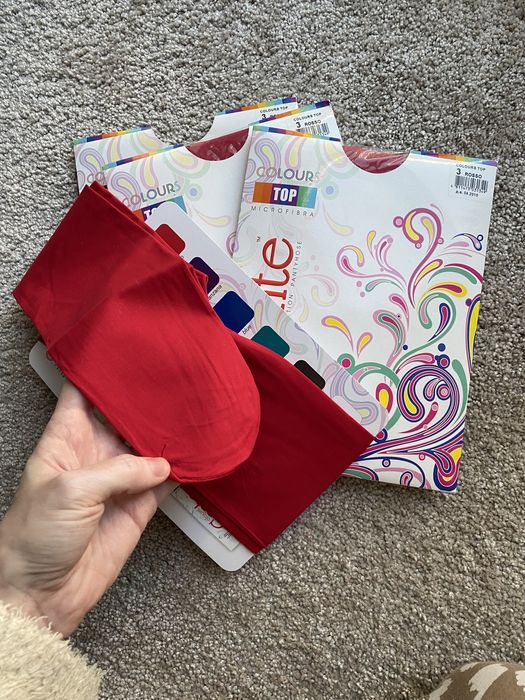 Колготи жіночі кольорові червоні матові низька посадка, мікрофібра р3