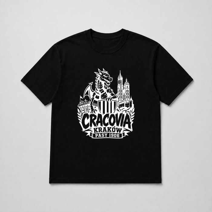 Cracovia Kraków Koszulka Kibicowska Piłkarska z Herbem Klubu Nowa Unisex L