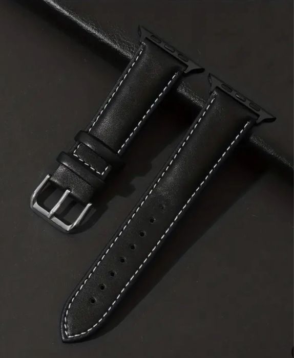 Pulseira bracelete pele Apple Watch 42mm 44mm 45mm 49mm preto NOVO